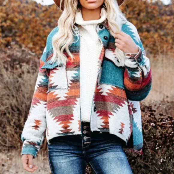 Zion Distressed Button Down Shacket - Rust - Small - Picture 1 of 7